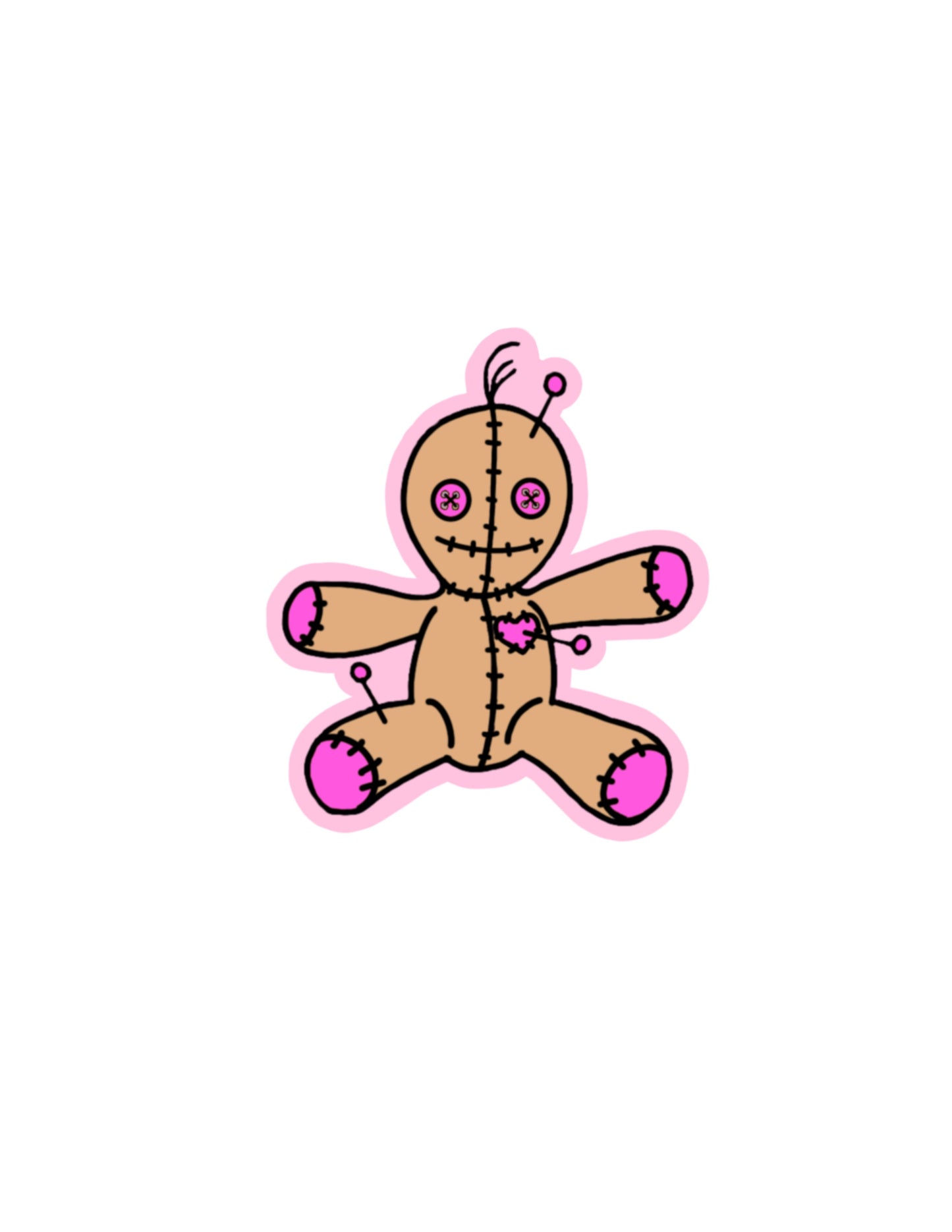 Pink Voodoo Doll Sticker