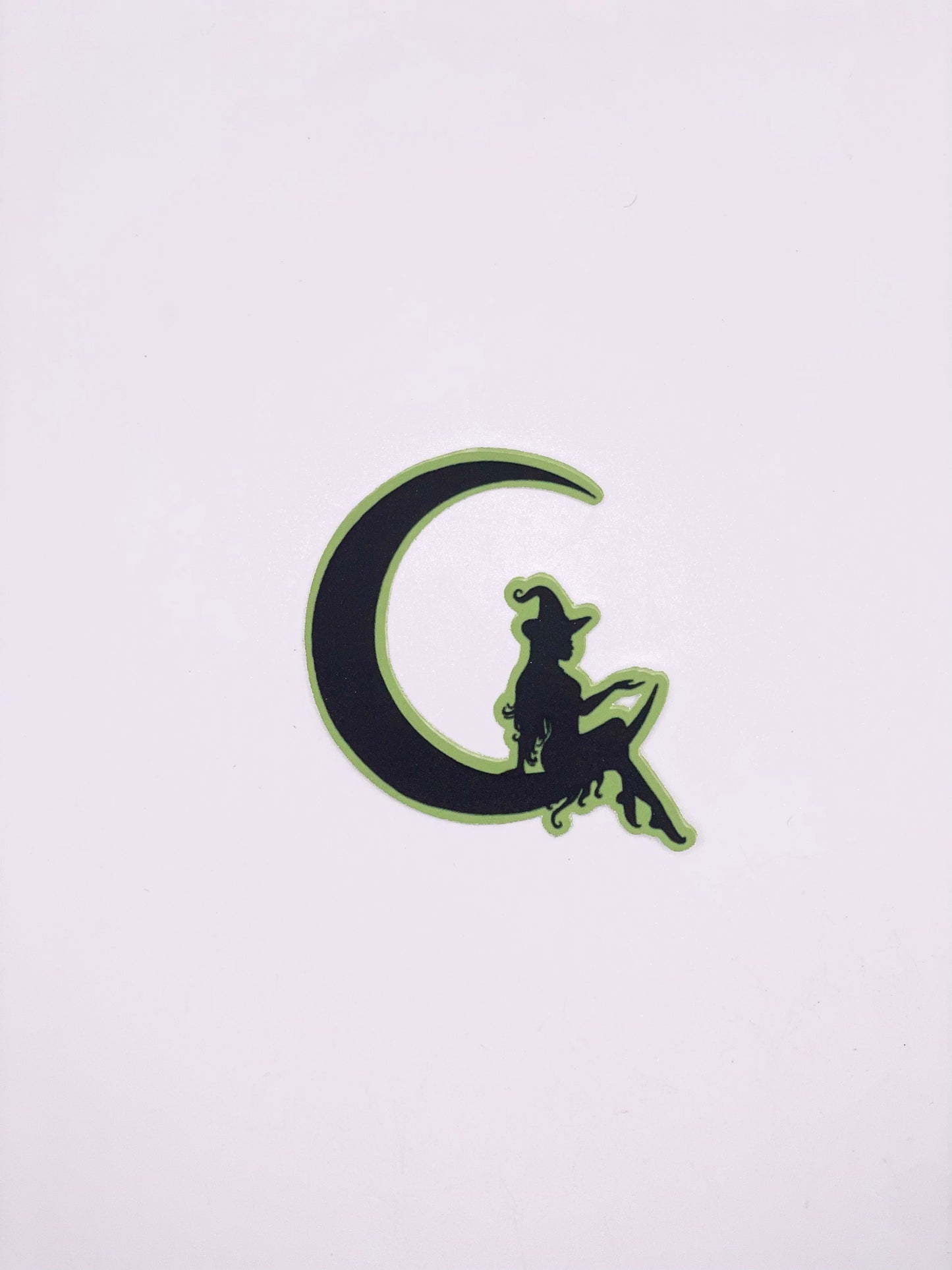 Green Moon Witch Silhouette Sticker