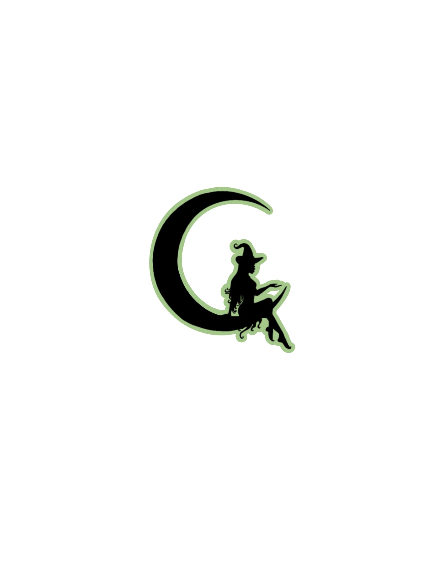 Green Moon Witch Silhouette Sticker
