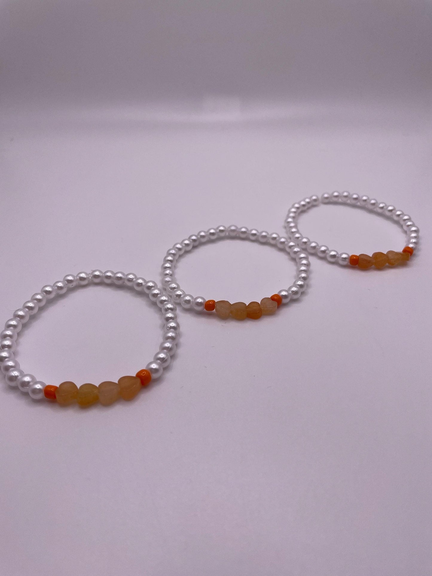 Peach Aventurine Heart Beaded Bracelet