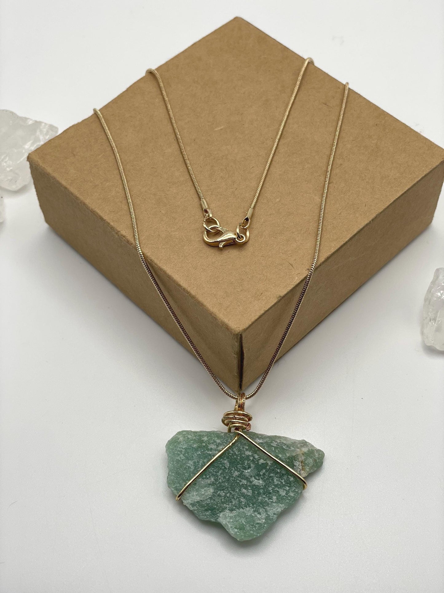 Green Aventurine Crystal Wire Wrapped Necklace