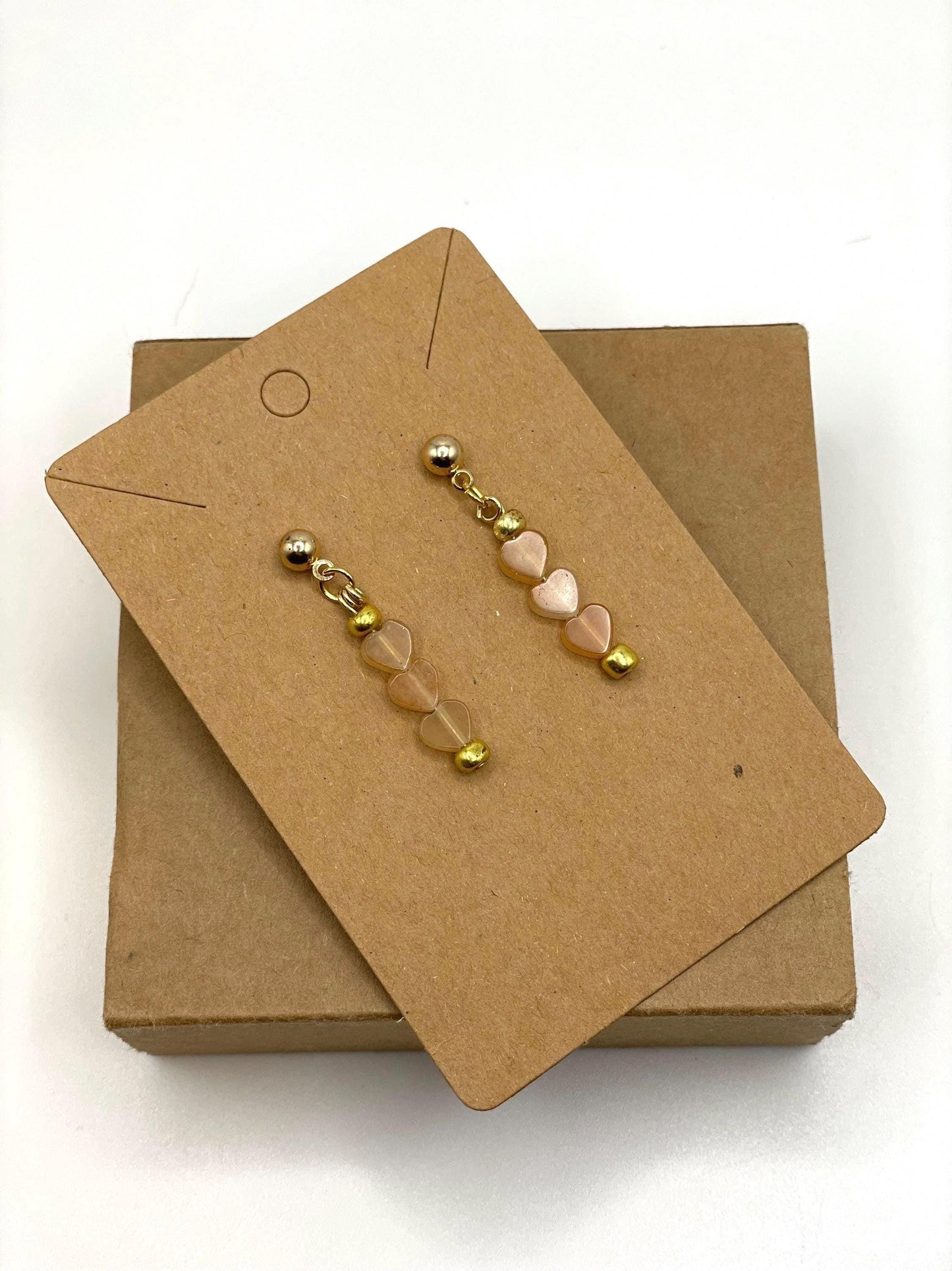 Peach Aventurine Heart Earrings
