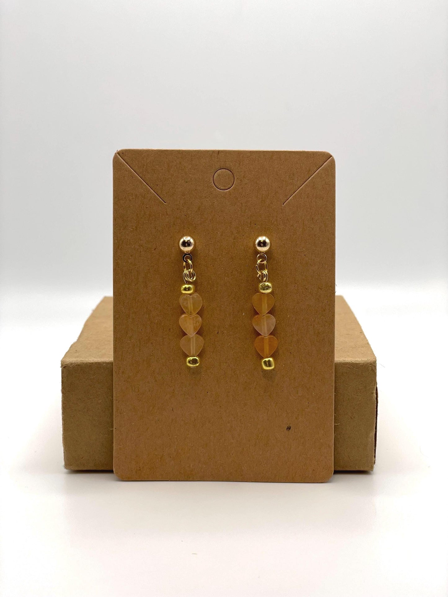 Peach Aventurine Heart Earrings