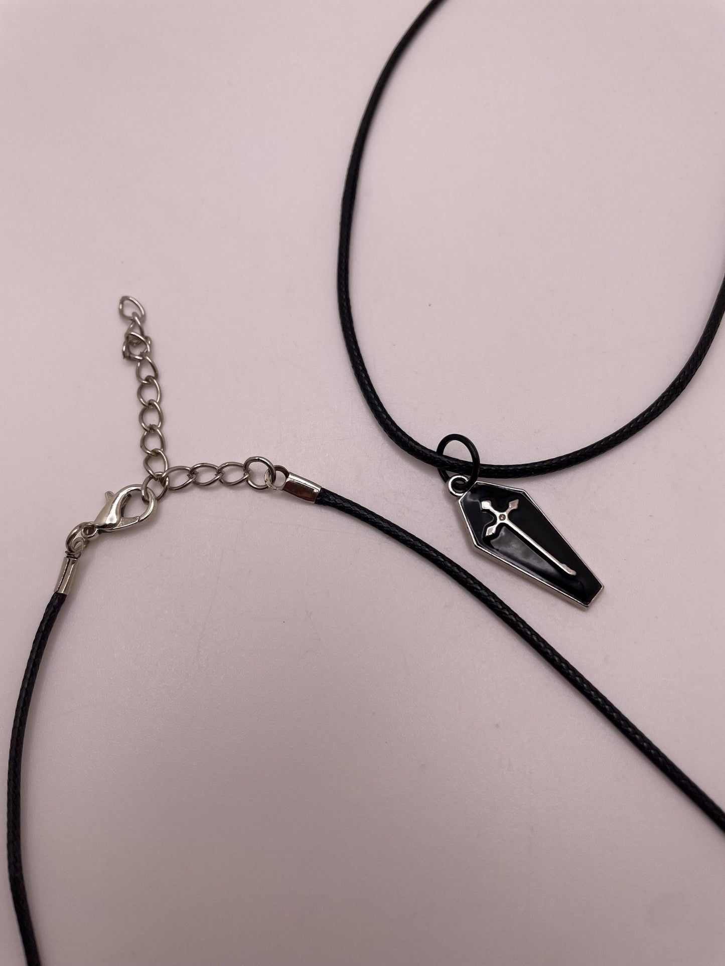 Red and Black Coffin Charm Necklace