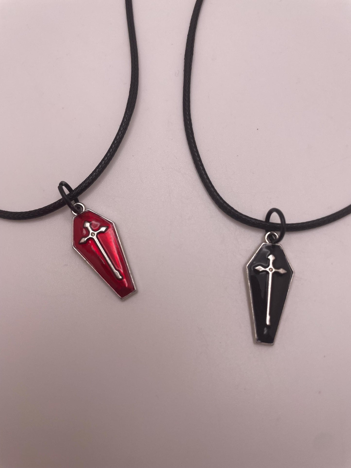 Red and Black Coffin Charm Necklace