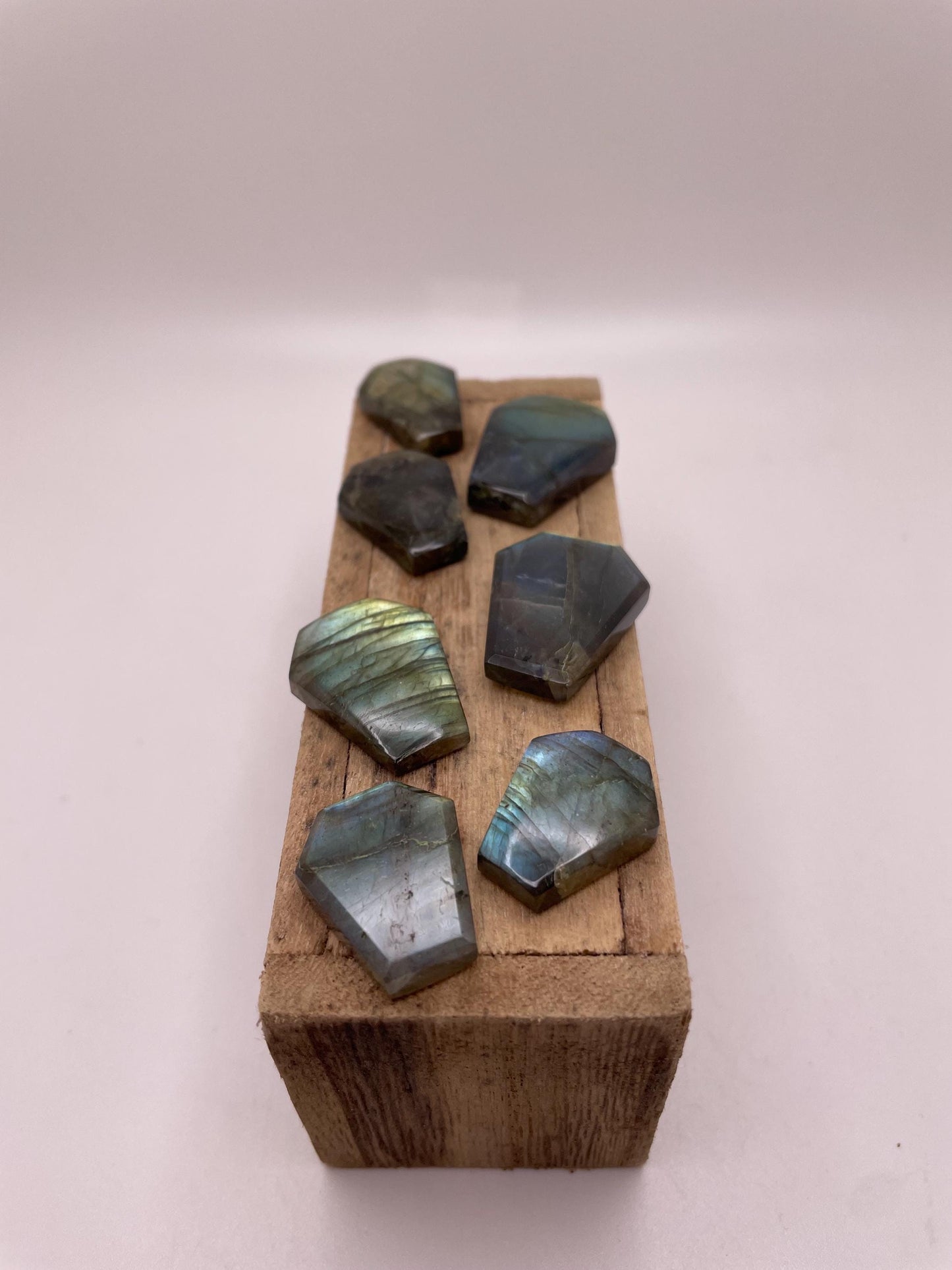 Shiny Light Reflecting Labradorite Coffin Crystals