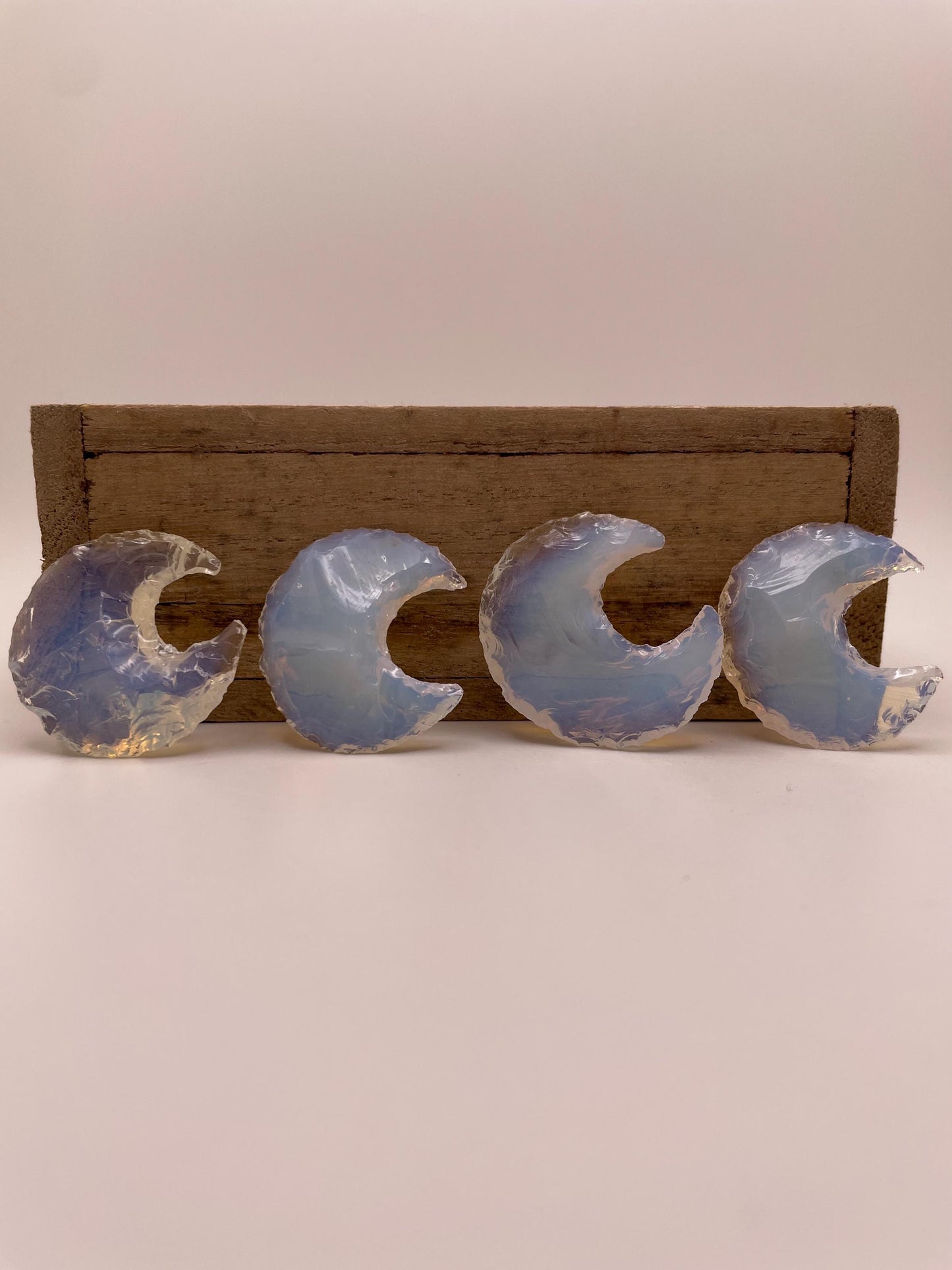 Opalite Crystal Moon Carving: Calming Meditation Stone
