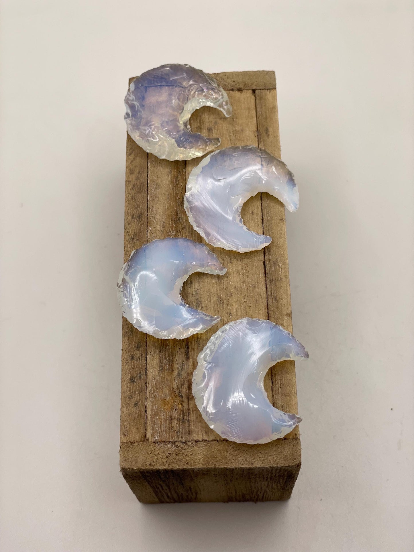Opalite Crystal Moon Carving: Calming Meditation Stone