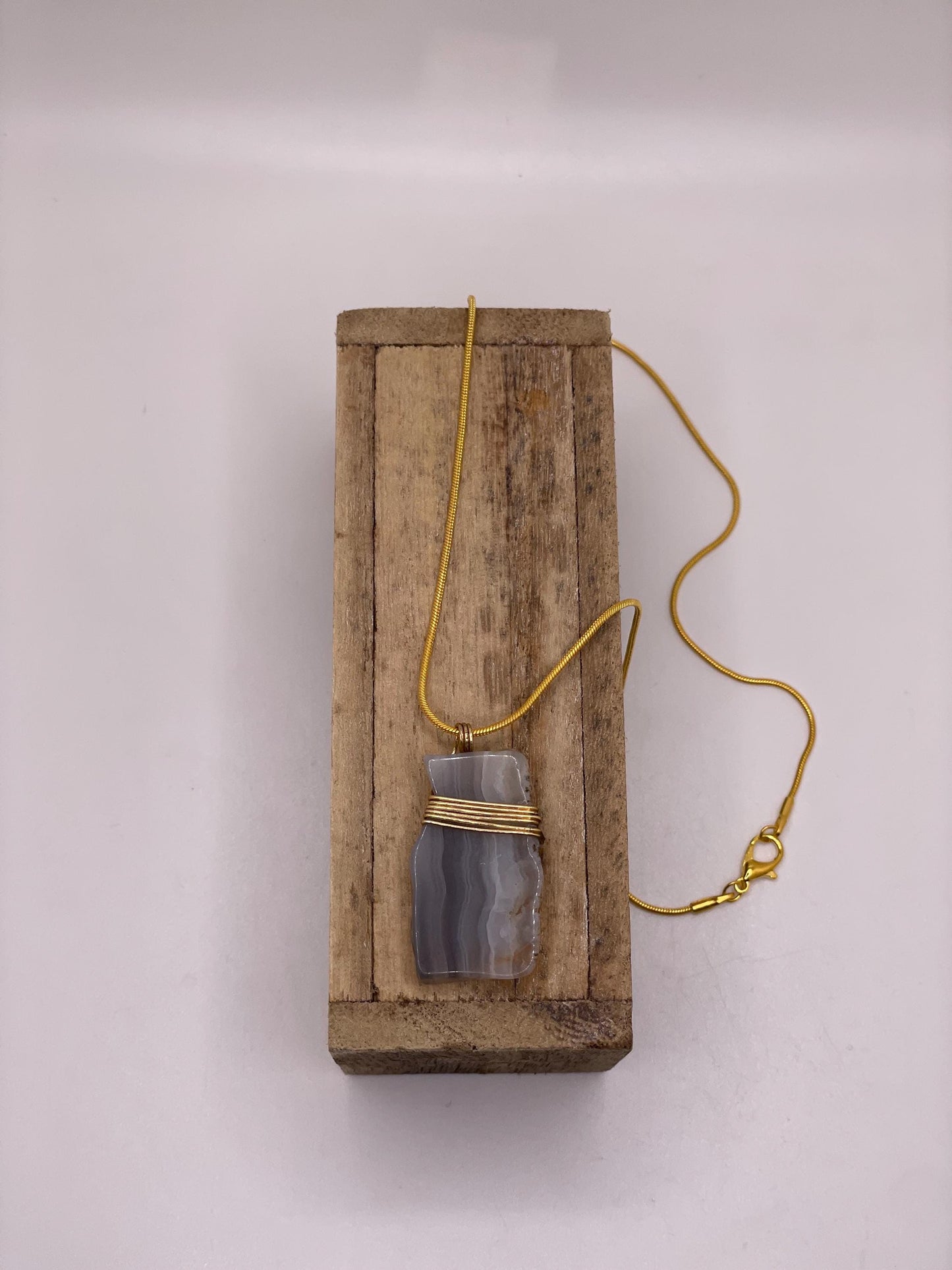 Botswana Agate Wire Wrapped Necklace