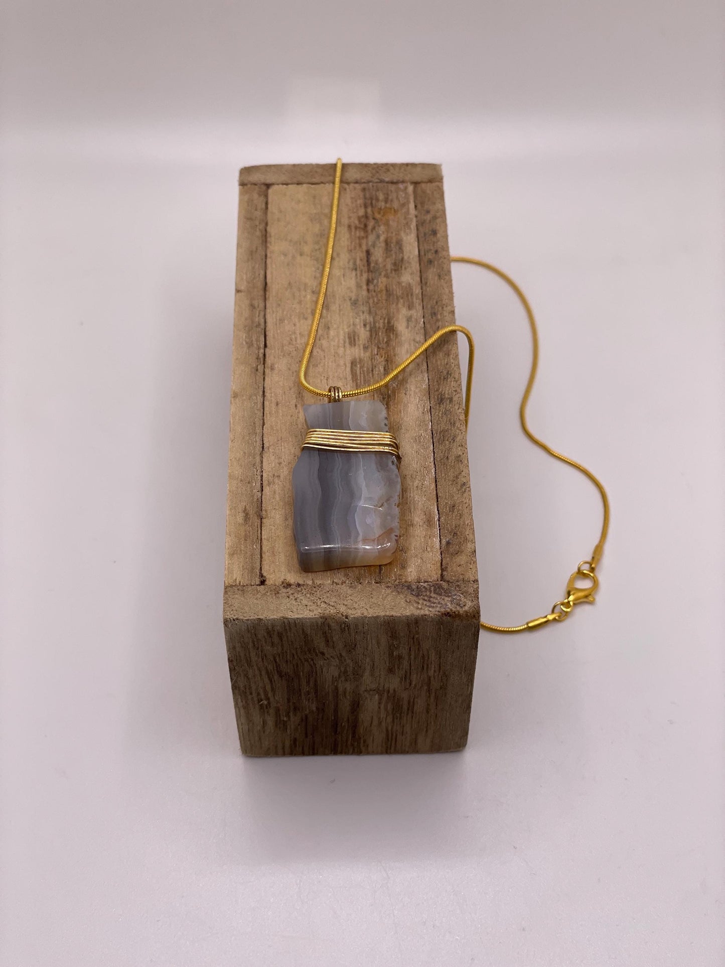 Botswana Agate Wire Wrapped Necklace