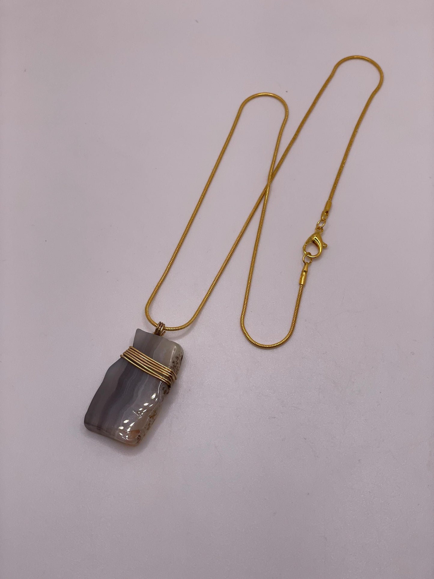 Botswana Agate Wire Wrapped Necklace