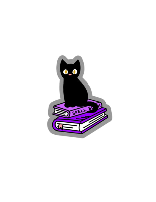 Black Cat on Books Sticker