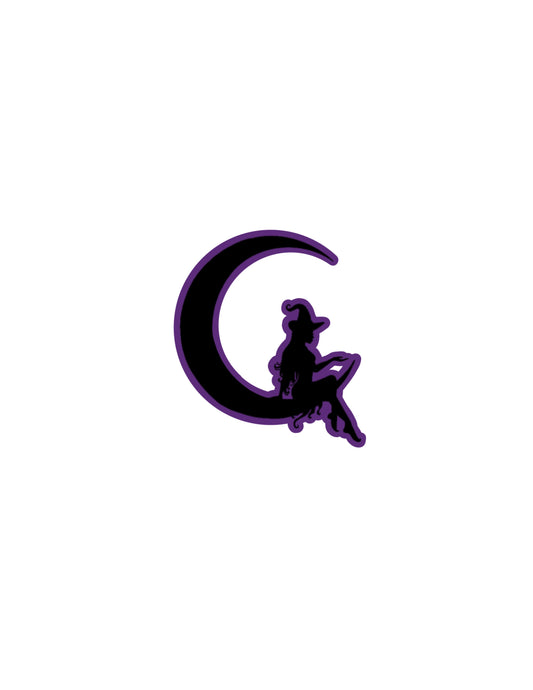 Purple Moon Witch Silhouette Sticker