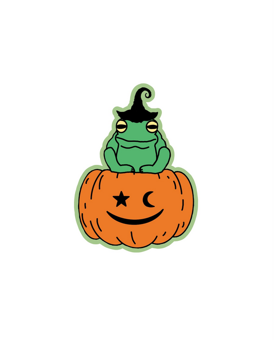 Frog on Pumpkin Sticker