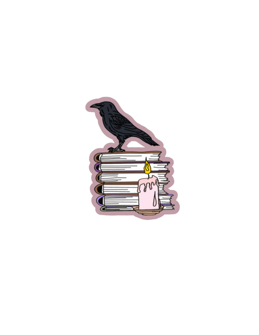 Crow on Books Sticker