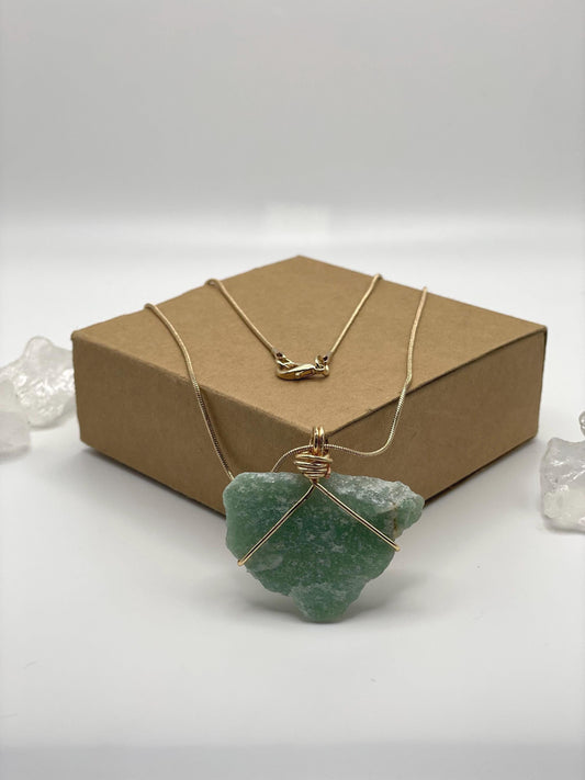 Green Aventurine Crystal Wire Wrapped Necklace