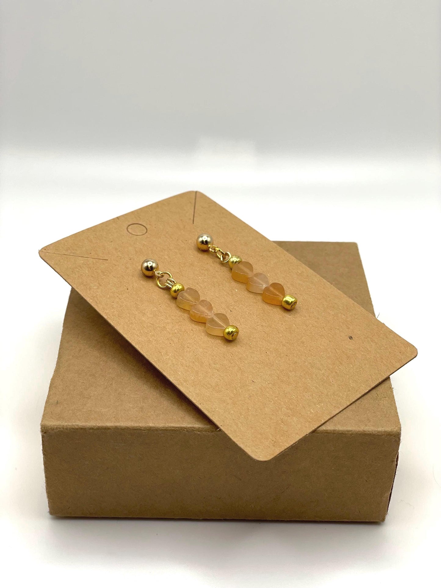 Peach Aventurine Heart Earrings