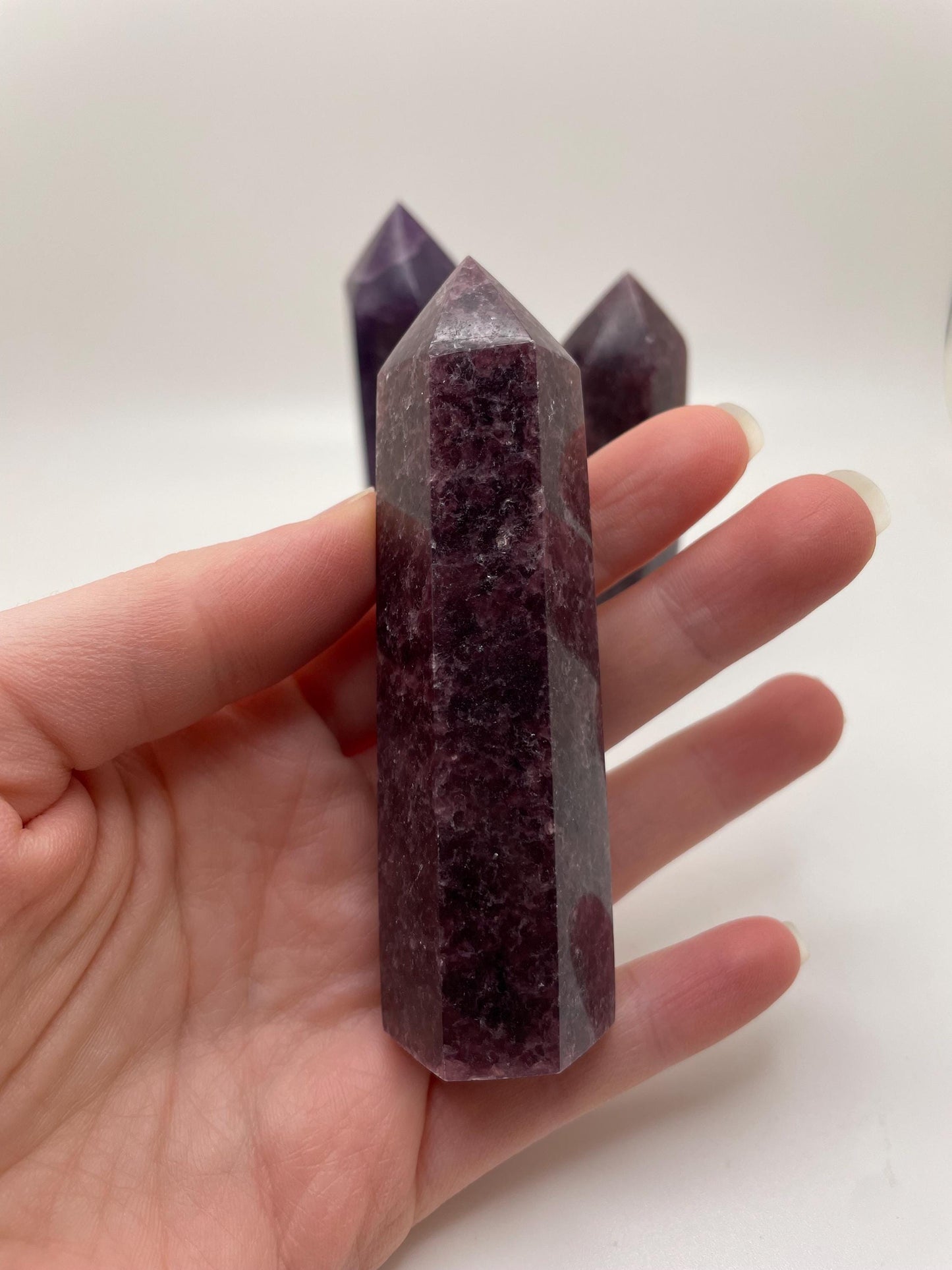 Sparkly Deep Purple Lepidolite Crystal Towers