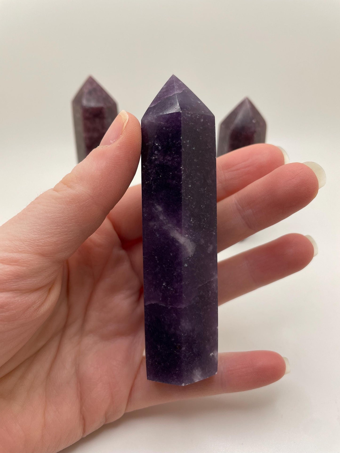 Sparkly Deep Purple Lepidolite Crystal Towers