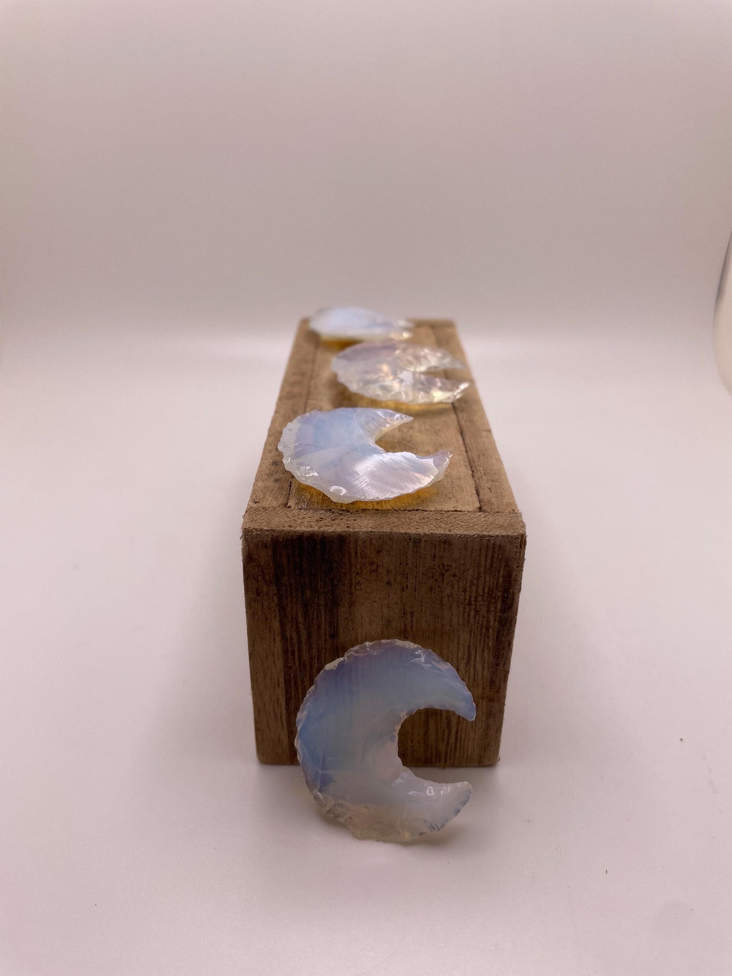 Opalite Crystal Moon Carving: Calming Meditation Stone