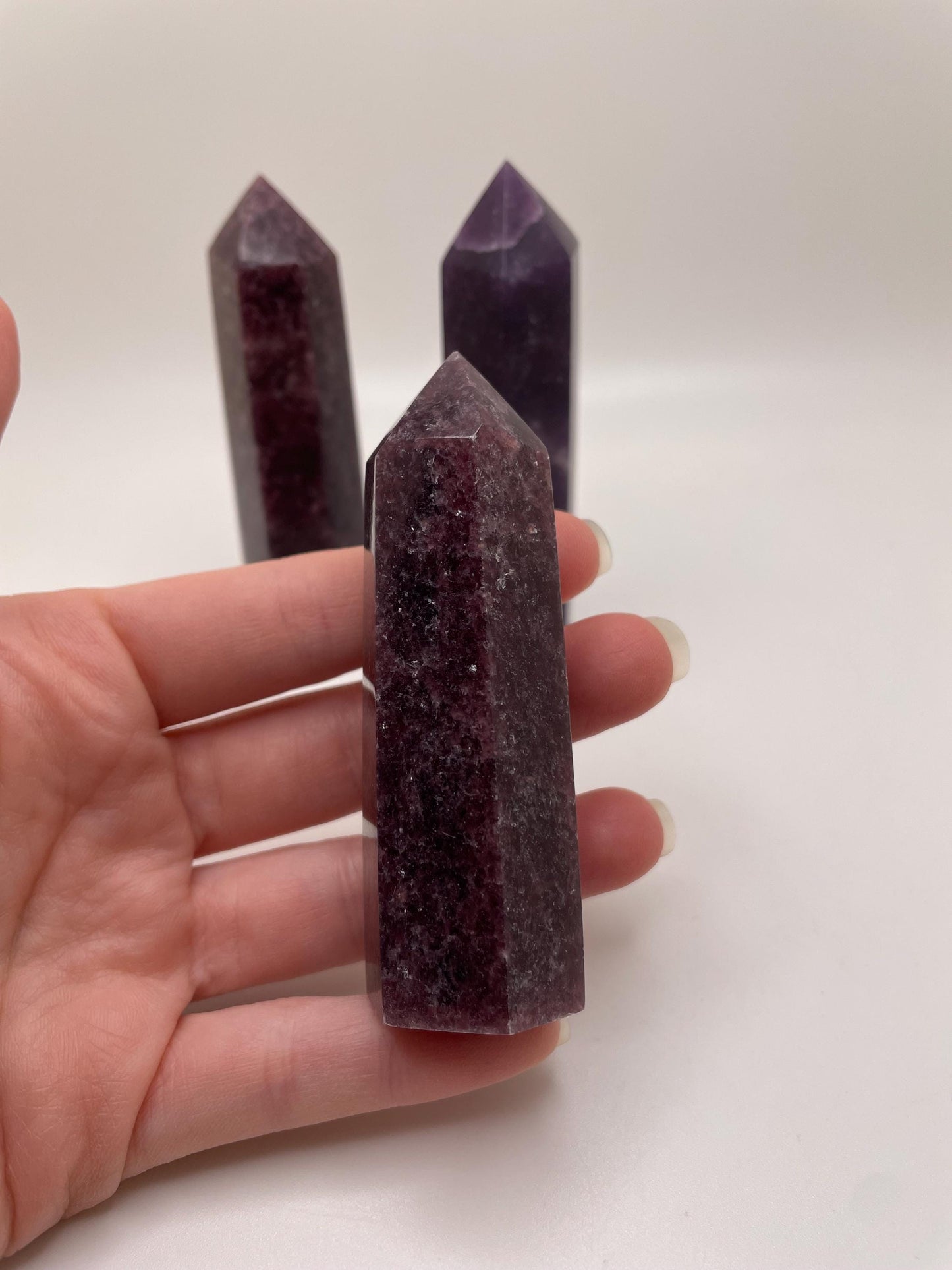 Sparkly Deep Purple Lepidolite Crystal Towers
