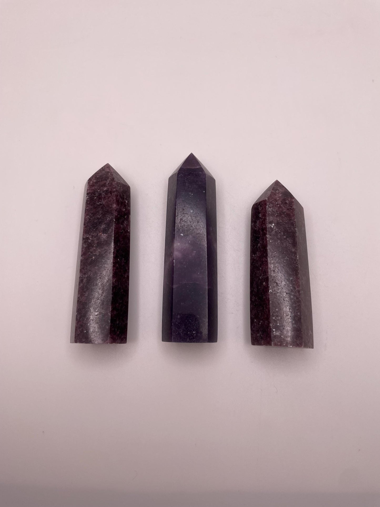 Sparkly Deep Purple Lepidolite Crystal Towers