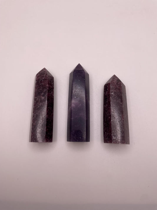 Sparkly Deep Purple Lepidolite Crystal Towers