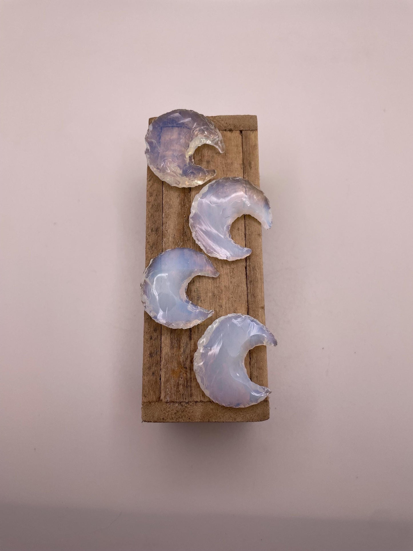 Opalite Crystal Moon Carving: Calming Meditation Stone