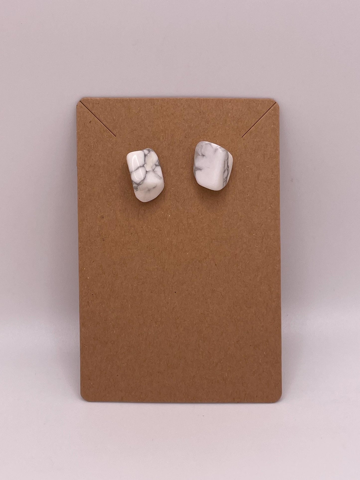 Unique Beautiful Polished Howlite Stud Earrings