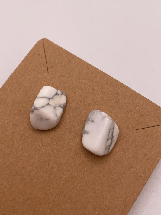 Unique Beautiful Polished Howlite Stud Earrings