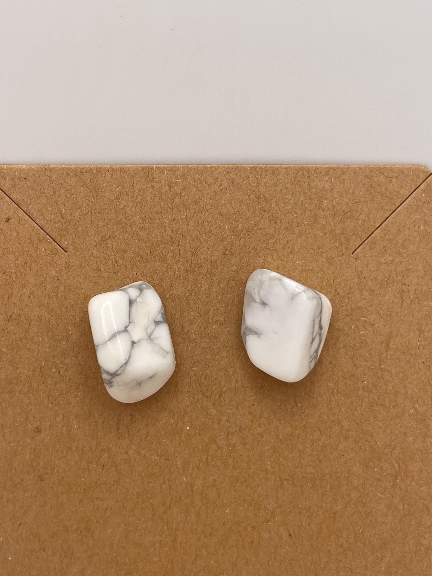 Unique Beautiful Polished Howlite Stud Earrings