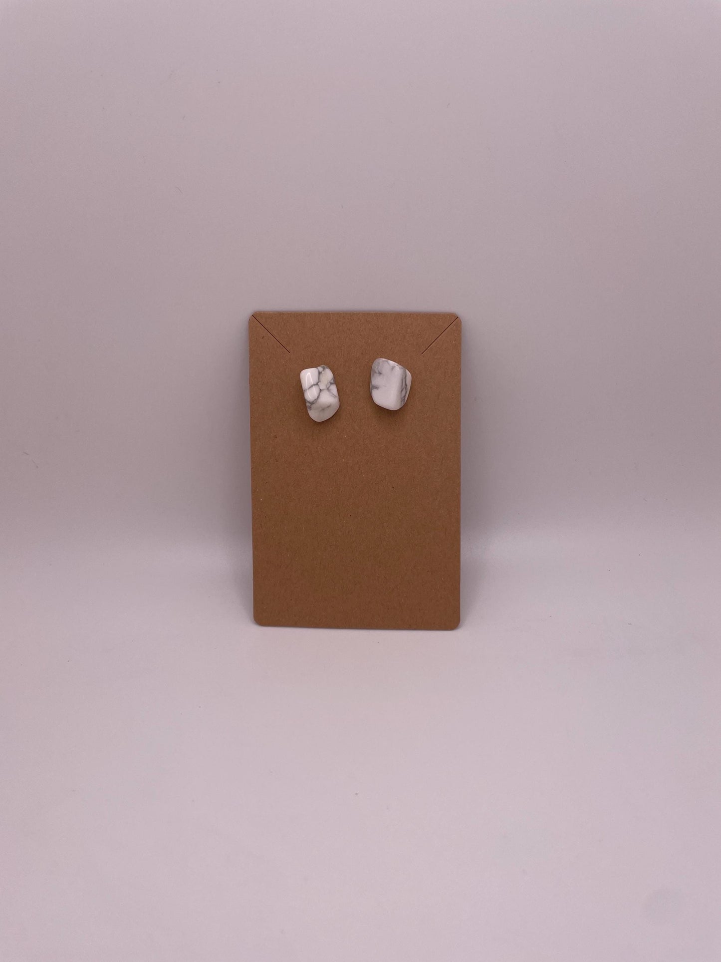 Unique Beautiful Polished Howlite Stud Earrings