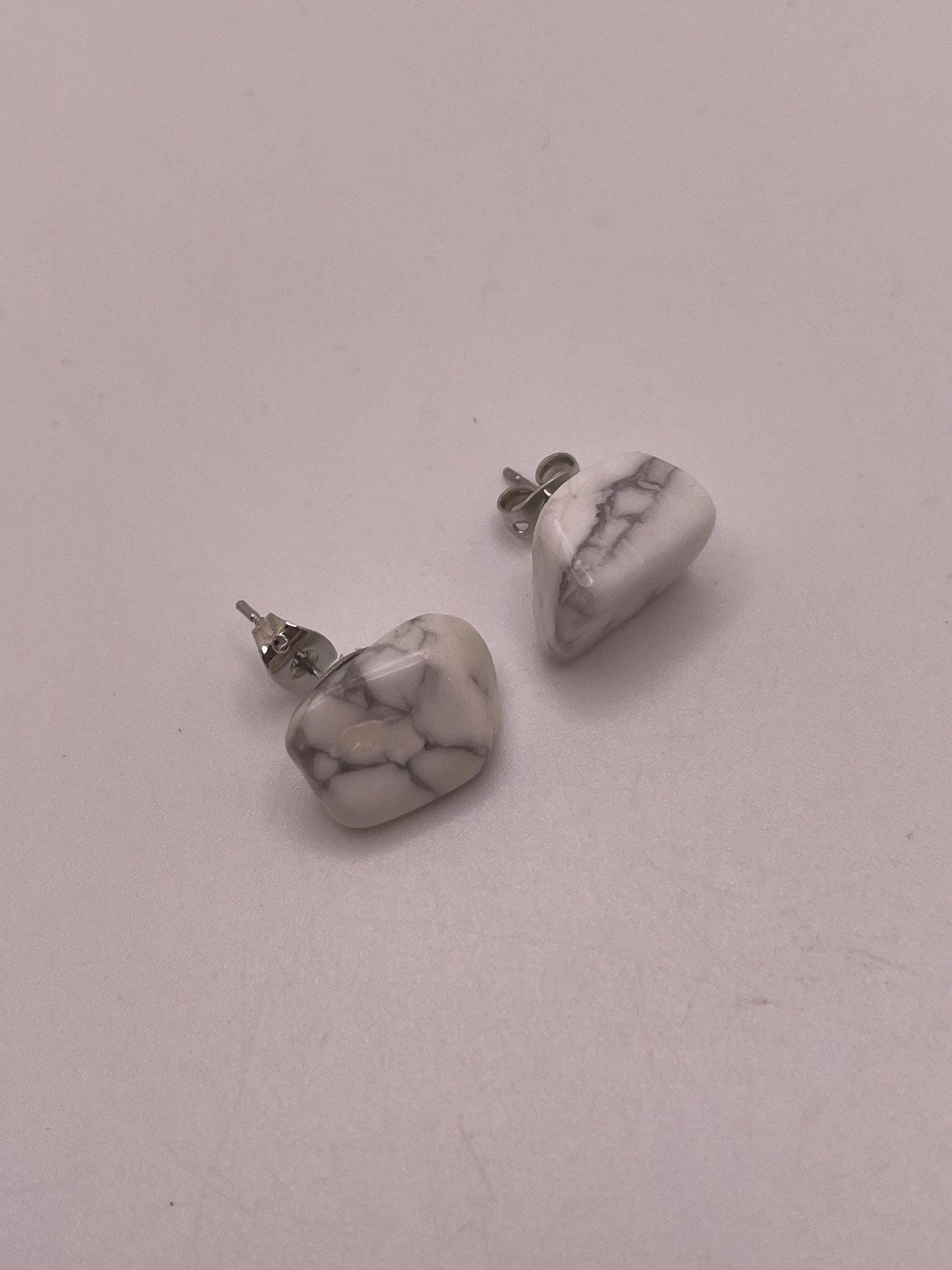 Unique Beautiful Polished Howlite Stud Earrings