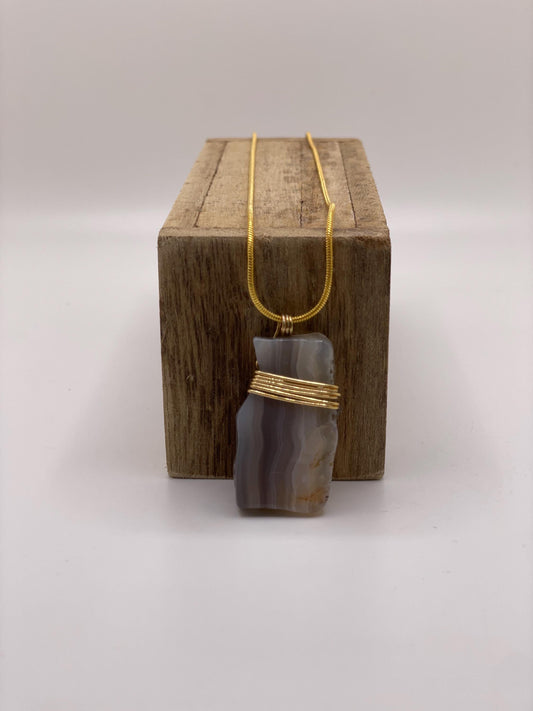 Botswana Agate Wire Wrapped Necklace