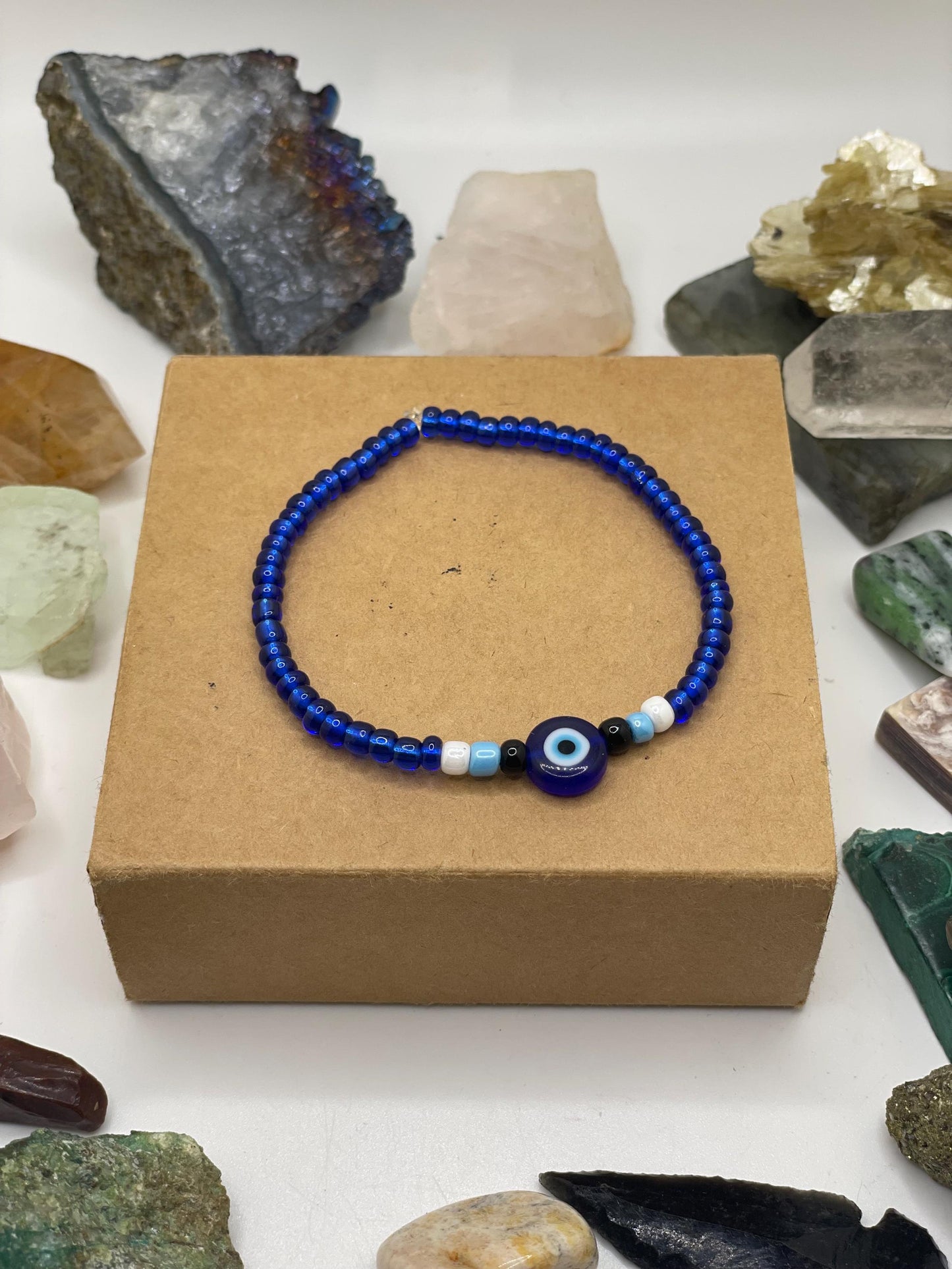 Dark Blue Evil Eye Beaded Bracelet