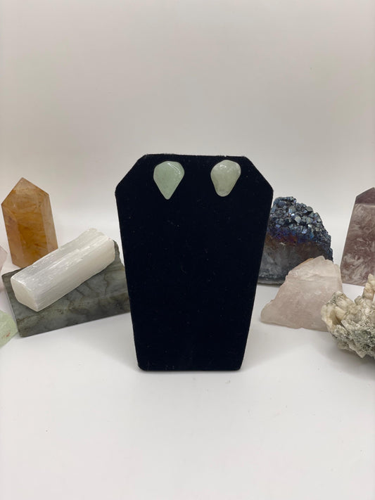 Unique Beautiful Polished Green Aventurine Stud Earrings