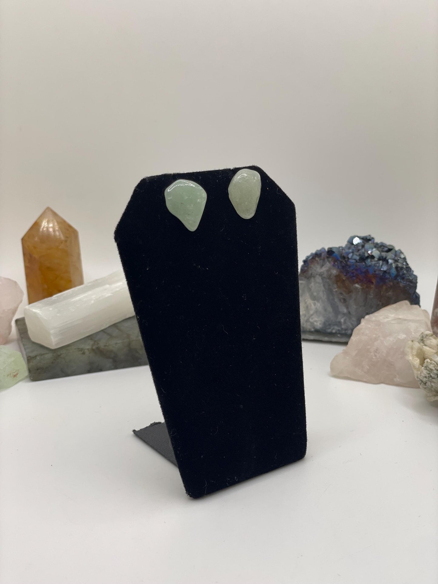 Unique Beautiful Polished Green Aventurine Stud Earrings